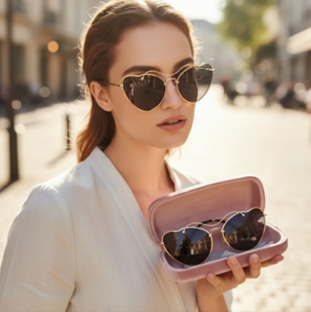 Miu Miu Gold Frame Sunglasses with Black Lenses